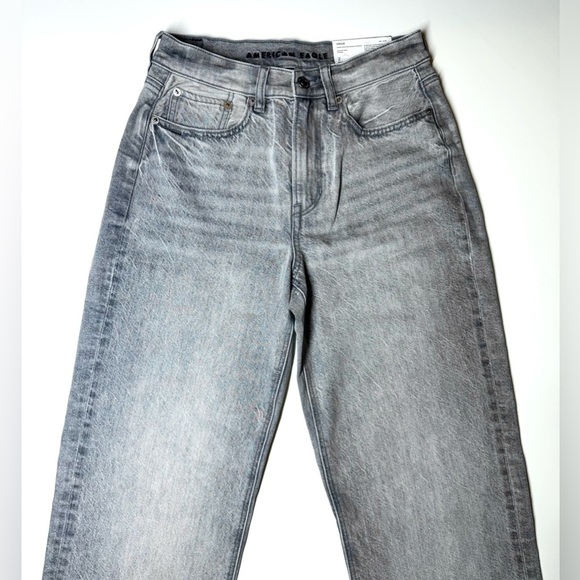 American Eagle Women’s Super High Rise Baggy Straight Jeans Size- 2 Regular - Picture 2 of 11